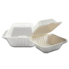 75/150 pcs Disposable Clamshell Compostable Paper Takeout Boxes-6"8"9" - FPN