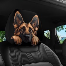 2 Sets Sheepdog Border Collie Printed Car Seat Headrest Covers Car Accessories