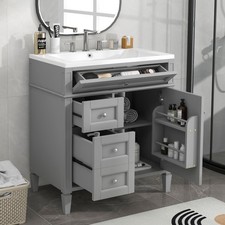 30'' Bathroom Vanity with Top Sink, Modern Bathroom Storage Cabinet with 2 Dra