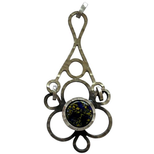 Gebogener Larsen Dänemark Kunst Glas Zinn Modernist Anhänger - Bild 1 von 6