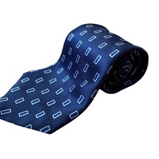 Honors 100% silk made in USA navy blue patterned tie 4 inch width rectangle