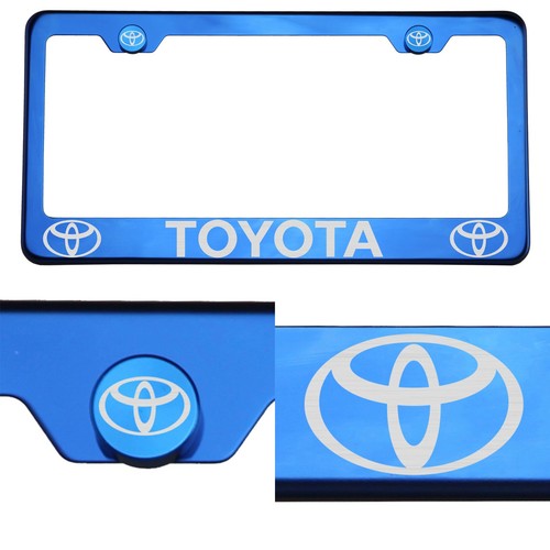 T304 Blue Chrome License Plate Frame Stainless Steel Silver Toyota Laser Etched - Bild 1 von 9