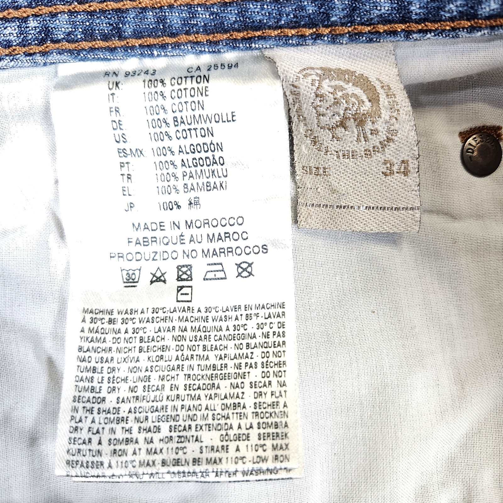 Diesel Zatiny Jeans W34 L32 Distressed Wash 0844U REGULAR BOOTCUT Stretch Faded image 5
