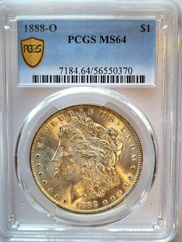1888-O   PCGS MS-64 Gold Shield   Brilliant   Morgan Silver Dollar.   #327.