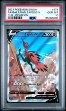 PSA 10 Galarian Zapdos V Chilling Reign #174 2021 Chilling Reign 115566603