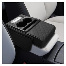 Leather Car Center Console Cover, Universal Automotive Armrest Booster Black