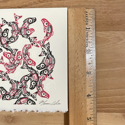 1980s Marvin Oliver SALMON Blank Cards Pacific NW Native Indian Art 4x6 Signed - Picture 13 of 13