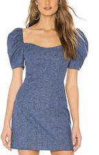 🛍️sale🛍️Lovers + Friends Harper Puff Sleeve Blue Mini Dress Sz M Worn Once