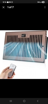 Quiet Register Booster Fan Fits 6'' X 10'' Register Holes, 10-Speed Smart Heating