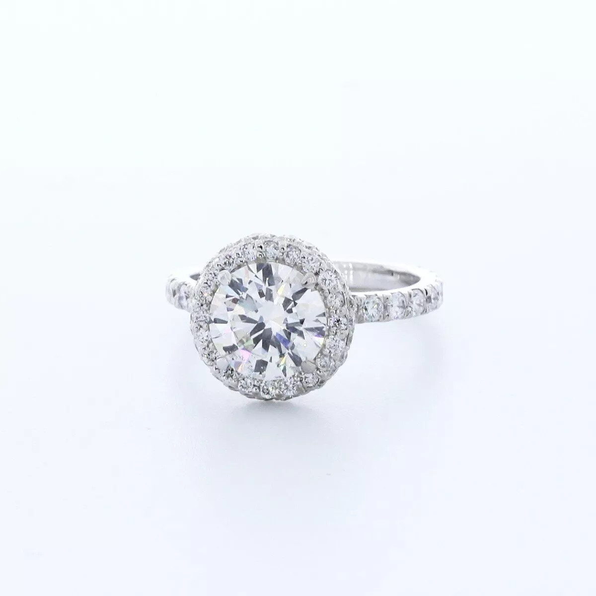 Engagement Ring 18K White Gold Under Halo 3.05 CT Round Lab-Grown Diamond G VS2-image