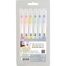 Zig Clean Color Dot Pens Water Based Marker Single, 6 Mild Colors Set TCSD-6...