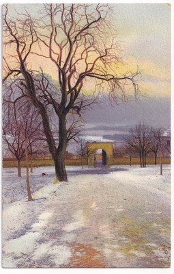 Winterabend Winterabend Postkarte Bertha Zillessen Künstler HAW Deutsche Kunstansicht