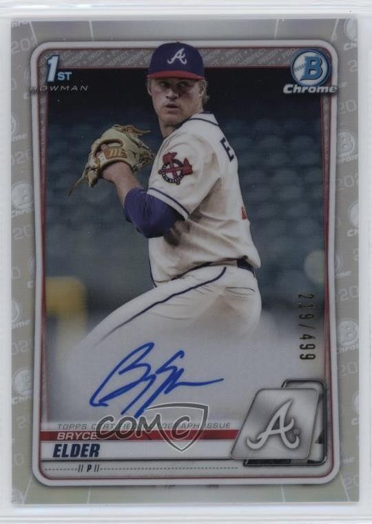 2020 Bowman Draft Chrome Picks Refractor 219/499 Bryce Elder #CDA-BE Auto 1k4e