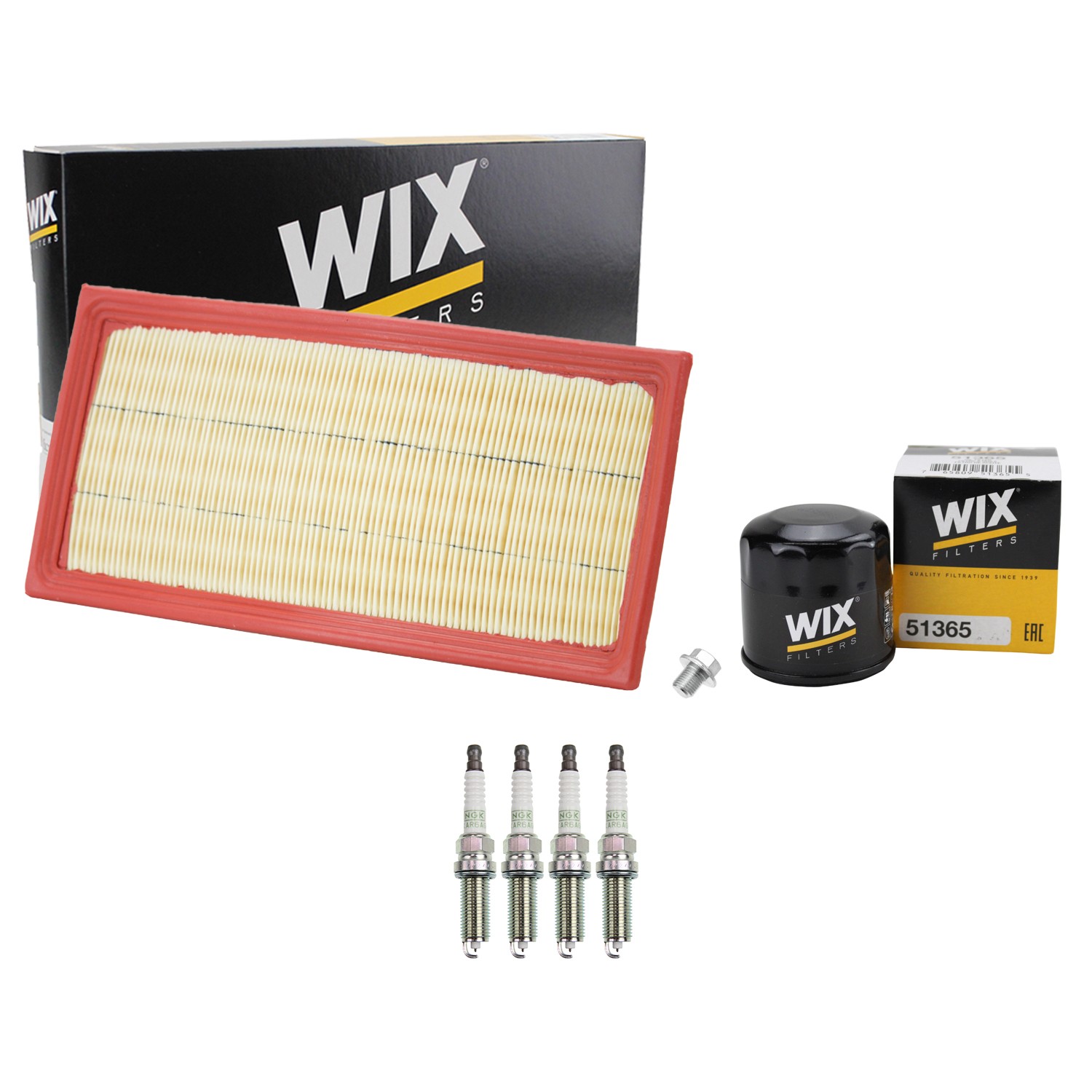 Wix Engine Air Oil Filters  NGK 4 Spark Plugs Kit for Equator 2.5L L4 QR25DE