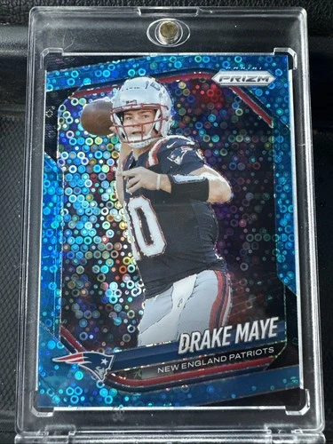 2025 Panini Prizm Drake Maye No Huddle Blue Disco  43/125 Patriots