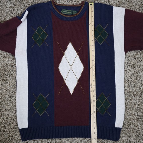 Vintage Croft & Barrow Argyle Striped Multicolor Sweater Men's Large 22x27 - Picture 10 of 13