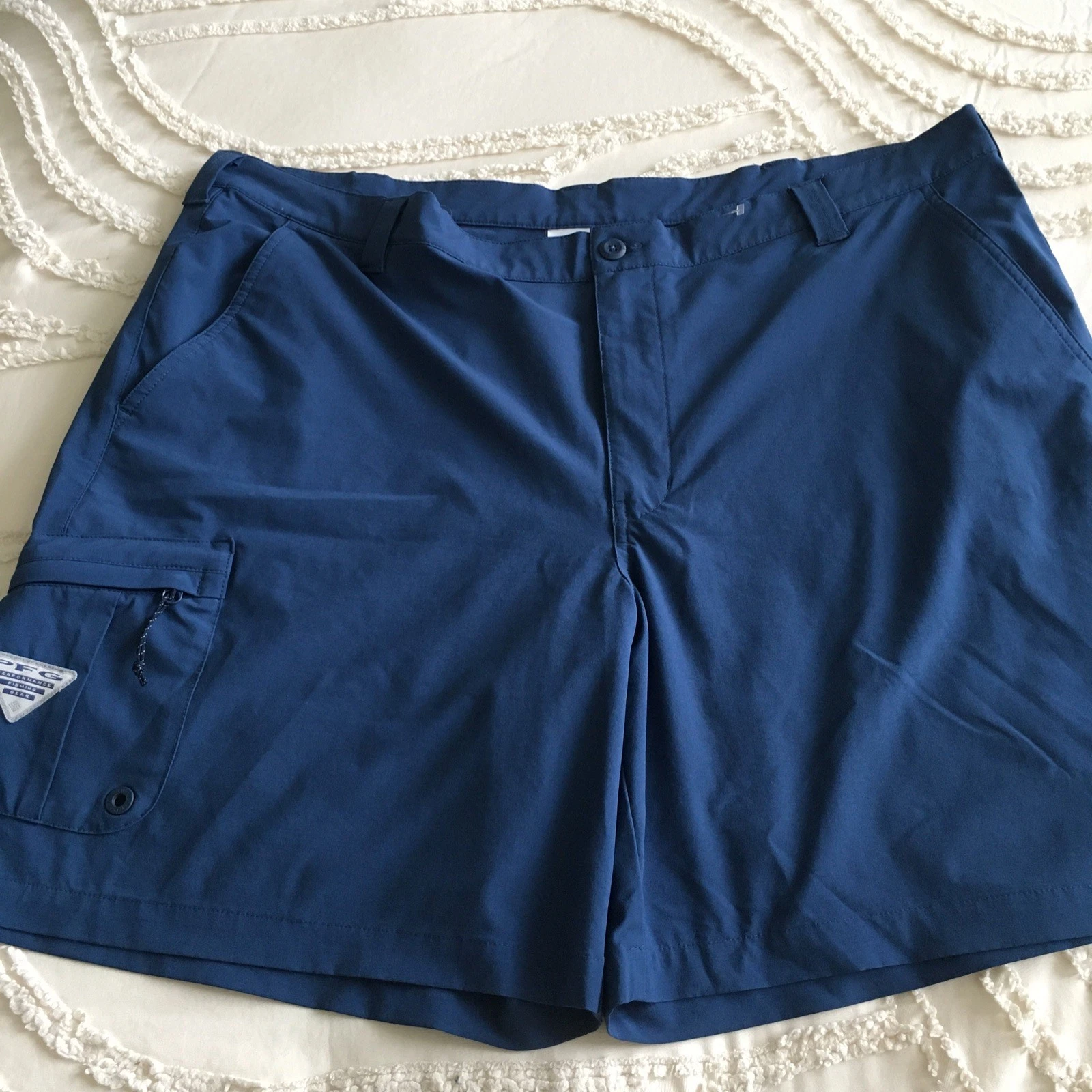 Columbia PFG Cargo Fishing Shorts Mens Size 44 Blue Stretch Pockets