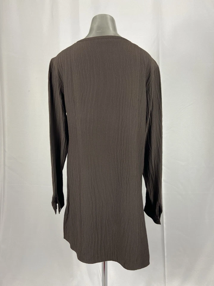 Top túnica arrugada marrón vintage Armani Mani talla 6 manga larga Foto 2 de 4