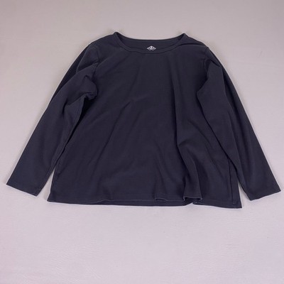 St. Johns Bay Essential Tee Women's Plus Size 1X Black Long Sleeve 100% Cotton