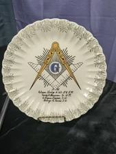 Masonic Freemason 10" Plate Gold Trim Elmer New Jersey Lodge #160 Sanders Mfg Co