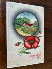 Remember Me Red Pansy Flower and House Scene ...