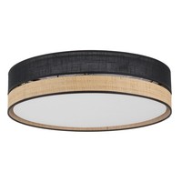 Deckenleuchte Stoff Natur Schwarz E27 4-Flammig L:45 Cm Schlafzimmer Deckenlampe