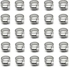 25 Pack Stainless Steel Hose Clamps, 3/8 inch to 5/8 inch Worm Size: 3/8  5/8