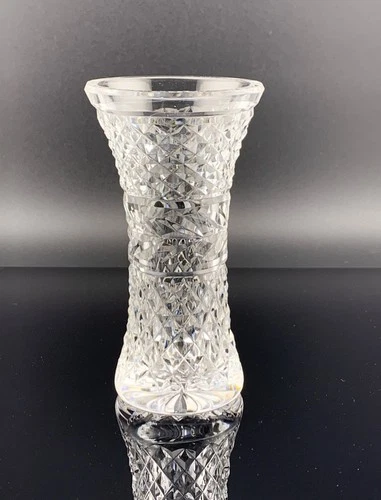 Waterford Crystal Glandore Pattern Hand Cut Flower Bud Vase Vintage 4 1/2"