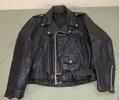VINTAGE BRANDED GARMENTS HARLEY LEATHER MOTORCYCLE PUNK JACKET USA BLACK 48 XL