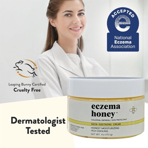 Crema calmante para la piel original ECZEMA MIEL - alivio orgánico del eccema para manos y cuerpo 113 g