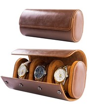 MR.OKAY 3 Watch Travel Case Classic Leather Watch Case With Superb Texture.Po...