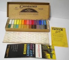 Vintage Grumbacher 00/c 30 Soft Pastels Half Length Assortment Box Art Supplies