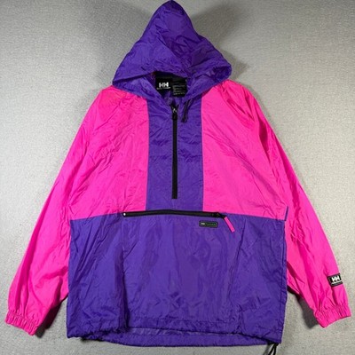 Vintage Helly Hansen Packable Anorak Jacket Purple Pink Block Pullover Women