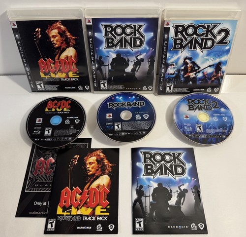 Rock Band 1-2-AC/DC Live 3 Game Lot PlayStation 3 PS3 CIB Complete Ready2Play