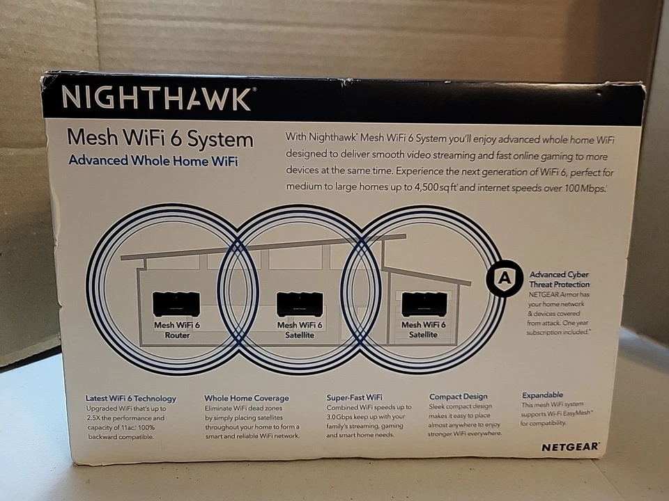 NETGEAR Nighthawk Tri-Band Whole Home Mesh WiFi 6 System (MK73S)    AX3000 - Image 2 of 4