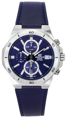 Casio Edifice Quartz Sports Leather Strap Blue Dial EFV-640L-2A Men's Watch