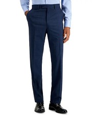 Nautica Men's Modern-Fit Bi-Stretch Suit Pant ONLY, Blue Plaid, 43W