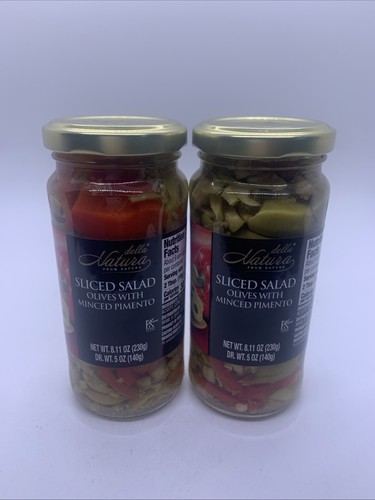 Della Natura Sliced Salad Olives With Minced Pimento 2 Jars 8.11 Oz B/b 04/2027