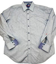 Robert Graham Long Sleeve Flip Cuff Shirt Light Blue Button Up Men XL