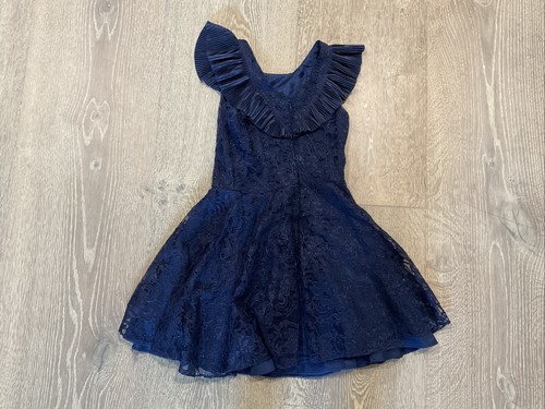 David Charles Gold Label Blue Ruffled Girls Dress Size 7 Years - Picture 6 of 9