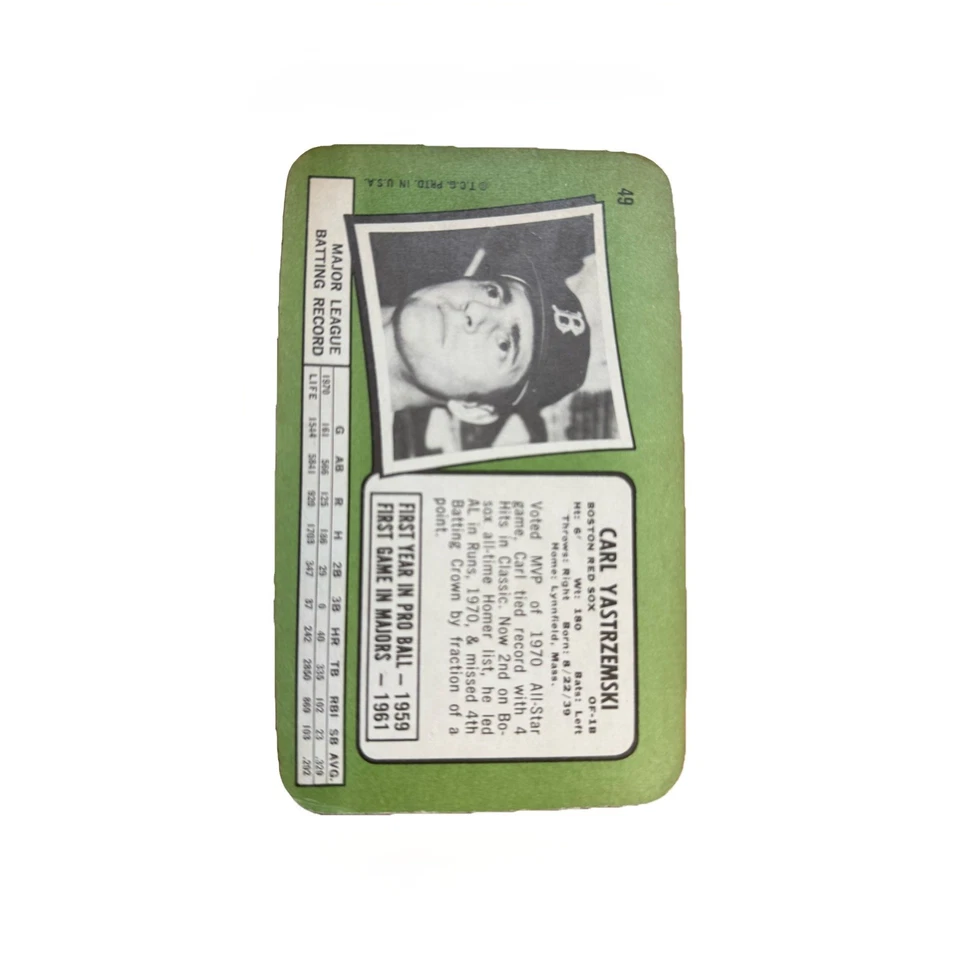 1971 Topps Super # 49 Carl Yastrzemski - Image 2 of 2