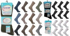 New Men's Flexi-Top 12 Pairs Diabetic Non-Elastic 100 Cotton Socks UK Size 6-11