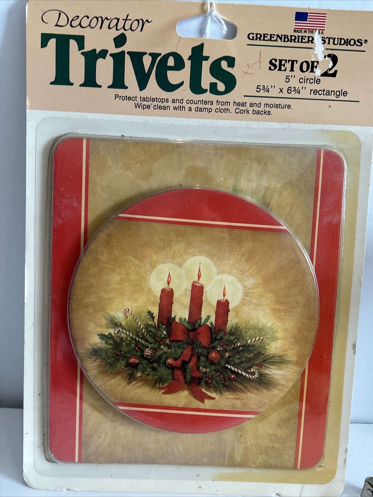 Vintage Decorator Trivets Hot Pad Greenbrier Studios Garland Candles eBay