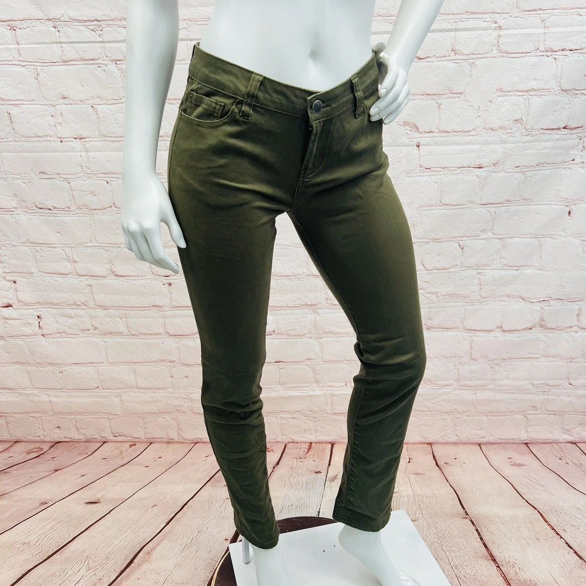 Wax Jeans Women s Size 9 Mid Rise Stretch Olive Green eBay