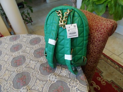 New Zara Emerald Green Faux Leather Quilted BackPack New Zara Emerald Green Faux Leather Quilted BackPack | eBay main image 3