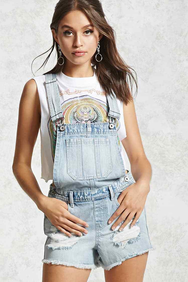 Denim Camo Denim Cami Overalls By Forever 21 Forever 21 Light