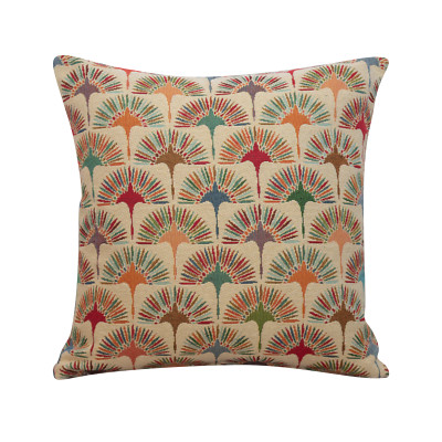 Buntes Pusteblume Gobelin Kissen. 17x17'' Vierkant. Geometrisches Blumenmuster