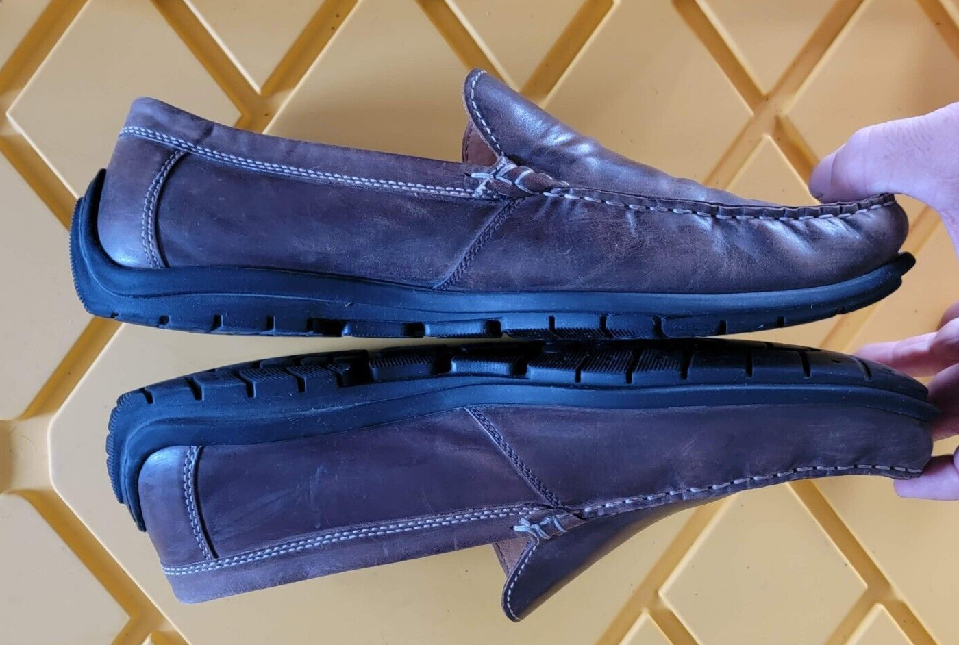 Ecco Mens Leather Boat Deck Shoe Water Repellent Slip… Gem