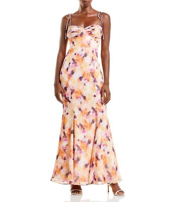 Fame and Partners 284289 The Elham Shoulder Tie Printed Maxi Dress US 2
