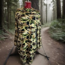 DOUBLE HEART STRETCH BODYCON CAMOUFLAGE DRESS-L/S PLUS SIZE 3X